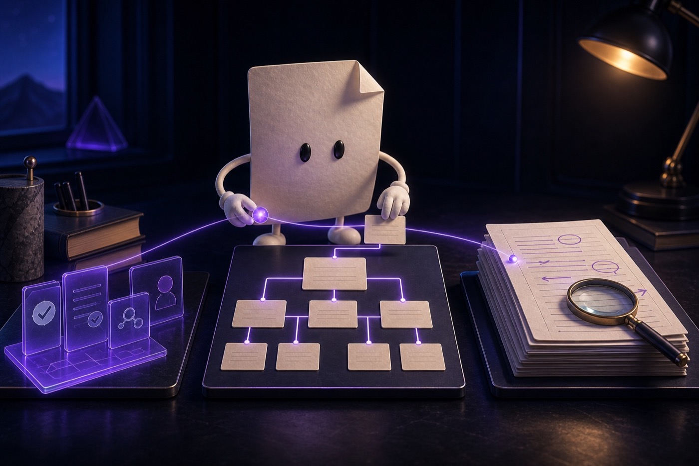 Draft builds an essay by connecting sources, an outline, and a revised document